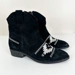 Musse & Cloud  Ginger Black Suede Aztec Embroidered Western Ankle Boots Womens 9 Photo 1