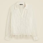 J.Crew NWT Bungalow Feather-Embellished Chiffon Blouse in Ivory Size XL Photo 0
