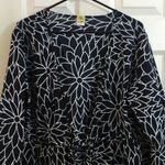 Islander Black White Floral Print Kimono Casual Beach Cover Up Size 1X EUC #4662 Photo 2
