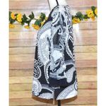 Multiples Ladies L Black & White Paisley Beaded Collar Blouse Top 3/4 Sleeve Photo 7