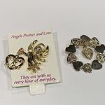 Lot Of 2 Religious Brooch Pins Guardian Angel Young At Heart / Mary Photo 2
