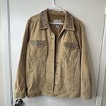 VICTOR COSTA SUEDE LEATHER Lined Embellished Tan JACKET Size XL Western Cowgirl Photo 0