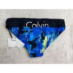 Calvin Klein Women's Bikini Bottom Size Small Wide Waist Band Black Blue Logo Photo 1