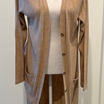 Allison Joy NWT Evereve Alison Joy Long Beige Cardigan with Front pockets Sz M Photo 0