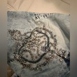 High end denim bejeweled dress with ruffled skirt Blue Size M Photo 10