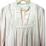 Vintage Pink Satin Long Nightgown Modest Sleepware Embroidered Pockets u Size L Photo 6