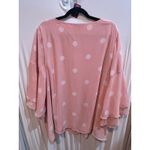Lane Bryant ‎ Plus Size Top 22/24 Pink White Polka Dot V Neck Bell Long Sleeve Photo 6