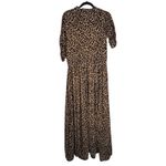 Unique Vintage  Leopard Print Button Front Maxi Dress With Tie Neck Size 1X Photo 6