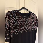 Apt. 9 Women's ® Short Sleeve Embellished Top Metallic Glitter Round Hem Tee L Photo 2