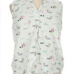 Van Heusen Floral and Glasses Print Sleeveless Cotton Blouse Medium Photo 0