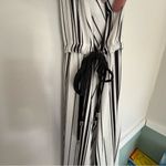 Storia  sleeveless side tie high low maxi dress white black stripes size small Photo 4