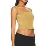 Free People NEW HAH Shroom Tan Knock Out Cropped Fitted Boudoir Corset Top L Photo 0