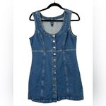 Gap ‎ Women’s Denim Medium Wash Button Front Jumper Mini Dress Size Medium Photo 2
