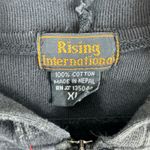 Rising International Cotton Black Floral Patchwork Hooded Zip Up Sweatshirt XL Photo 5