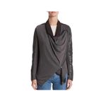 BLANK NYC Black Drape Front Mixed Media Faux Leather Moto Jacket Size Small Photo 1