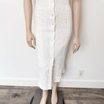 Anthropologie [] White Textured Collared Short Sleeve Midi Shirt Dress NWT Large Photo 5