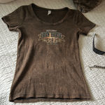 Bella stonewashed, Brown, cotton biker graphic T Photo 0
