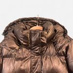Noize Athena Chocolate Brown Metallic Cropped Puffer Jacket Cruelty Free Large Photo 4