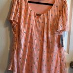 Sara Michelle Coral Patterned Blouse Orange Size 2X Photo 0