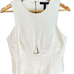 BCBG Max Azria Textured Cutout Sleeveless Peplum Top Quiet Luxury S Photo 0