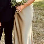 Revelry Nadia Satin Bridesmaid Dress Green Size 10 Photo 2