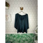 easel Dark Green Long Sleeve Tied Top - Size - Small Photo 1