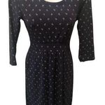 L.L.Bean Empire Empire Waist Knit Printed Dress XS Navy Easy Wear Minimalist Photo 0