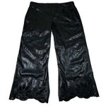 Chico's  Faux Leather Cutwork Hem Trousers Wide Leg Ankle Pants Black Size 16 Photo 0