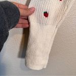 Maeve  Anthropologie White Strawberry Embroidered Square Neck Sweater Womens S Photo 2
