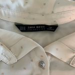 ZARA Cream Metallic Dot Print Button Up Collared Shirt size XS Blouse Soft Girl Gold Photo 1
