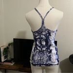 Lululemon Power Y Tank Top in a white and blue tie-dye pattern EUC Size 6 Photo 1