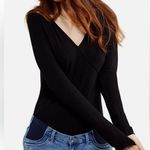 A pea in the pod  Maternity Bodysuit Rib V Neck Long Sleeve Black Small NWT Photo 3