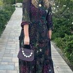 Farm Rio Black Amazonia High Neck Jungle Theme Ruffle Tiers Maxi Dress Size XS Photo 13