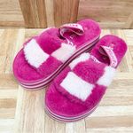 Mudd Stormy Fuchsia/White Fuzzy Elastic Slingback Slides Platform Slippers Sz 9 Photo 15