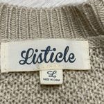 Listicle Boutique Crochet Beige Sweater with Arm Lace Details Large Photo 2