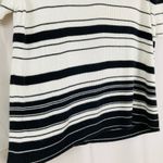 VTG Womens L White & Black Stripe Ribbed Polo Sweater Preppy 90s Old Money Retro Size L Photo 4