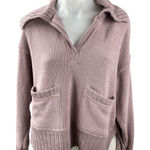 Free People Grace Pink Mauve Collared Pockets Long Sleeve Knit Sweater Top Sz XS Photo 0
