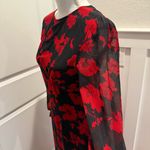 Fore Chic Black and Red Floral Long Sleeve Maxi Dress Size M Romantic Boho Bold Size M Photo 1
