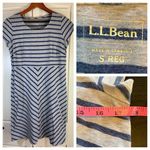 LL Bean Dress Womens Small Blue Coastal Stretch Beachy Preppy Knee Length Casual Photo 1