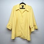 Maggie Barnes Button Front Top Womens 4X Butter Yellow Mature Casual Workwear Photo 0
