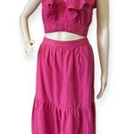 Japna Ruffled Sabrina Pink Co-Ord Two-Piece Skirt Set Photo 0