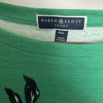 Karen Scott Women's Petite XL Kelly Green Floral Short Sleeve Cotton Poly Photo 2