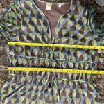 Herion Women’s Size 42 M Brown Blue Green Tear Drop Geo Print Silk Chiffon Dress Size M Photo 7
