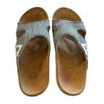 Spenco Kholo Blue Gingham Print Cork Orthotic Slide Sandals Women's 10W Size undefined Photo 0