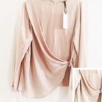 Paraphrase Blush Pink Top Overlay Tie Front Long Sleeve Blouse Size UK 14 NWT Photo 1