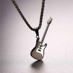 Electric Guitar Pendent Necklace - Black Stainless Steel with Chain, Men/Woman Photo 3
