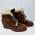 Baretraps  Brown Suede‎ Wedge Boots with Cream Accents Size 10M Photo 6
