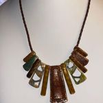 Vintage Abstract Enamel Bib Necklace Black Photo 0