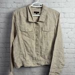 Quince  ladies tan button down cropped jacket size Large linen light academia Photo 1
