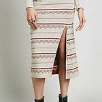 Free People Nordic Stripe Sweater Knit Midi Pencil Skirt Orange Cream Medium Photo 0